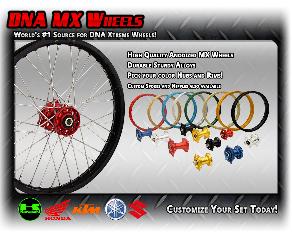 DNA Xtreme MX Wheels for Honda, Yamaha, Kawasaki, Suzuki, and KTM